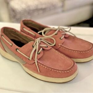 Women's Sperry Top-Sider Koifish Boat Shoes 8 Pink Coral Leather Preppy Comfort